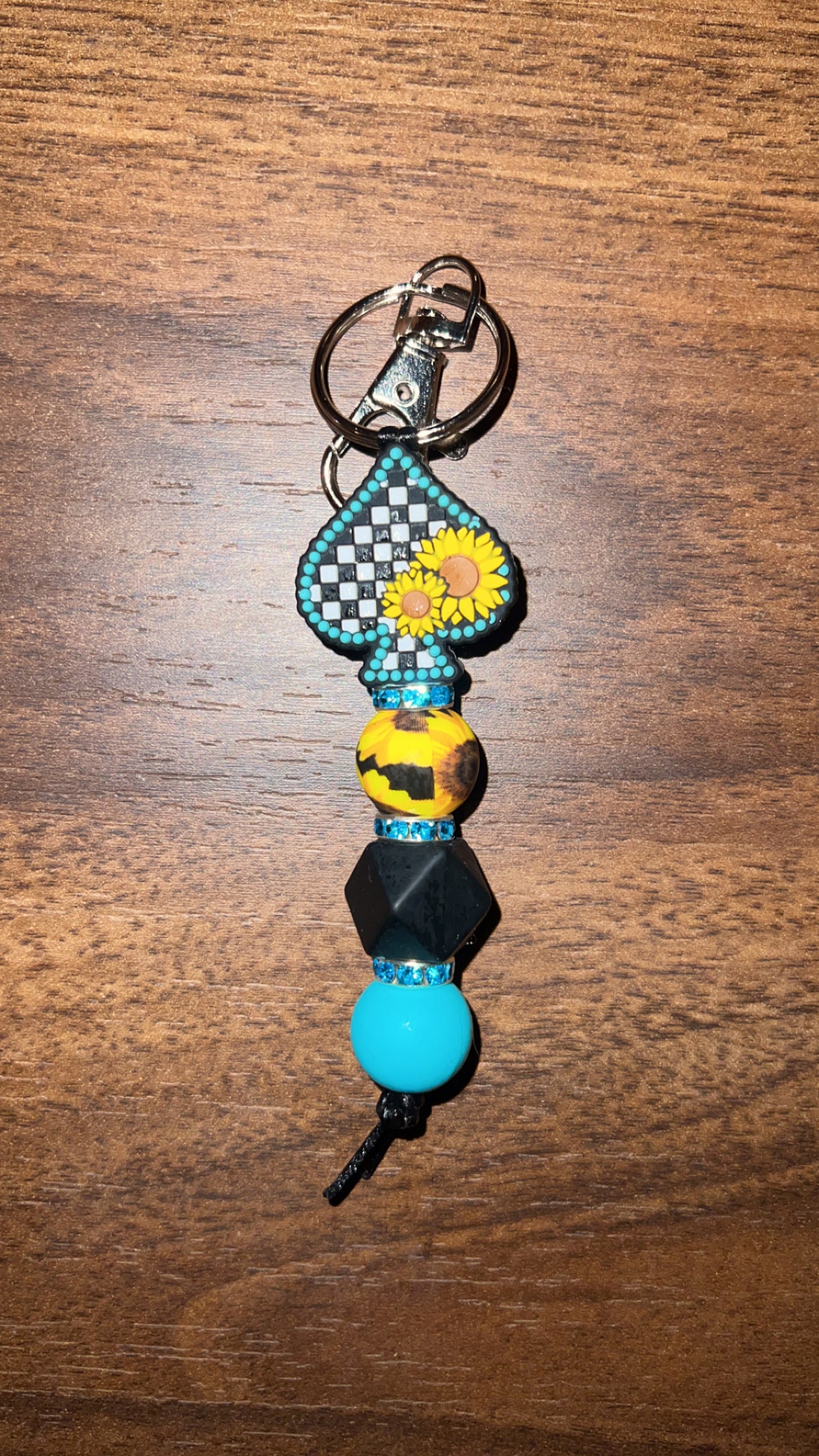 Checkered Sunflower - Mini Keychain