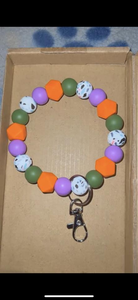 Halloween Terrazzo - Beaded Keyring Wristlet