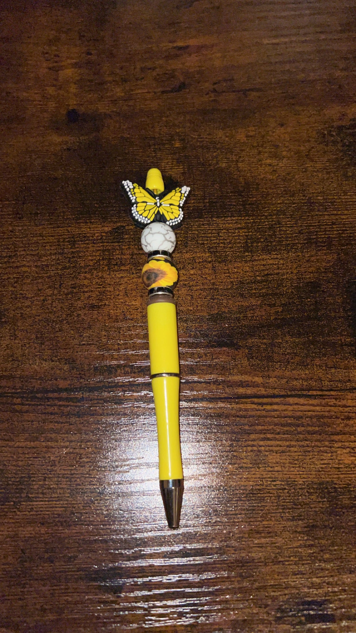 Yellow Butterfly - Beaded Pen