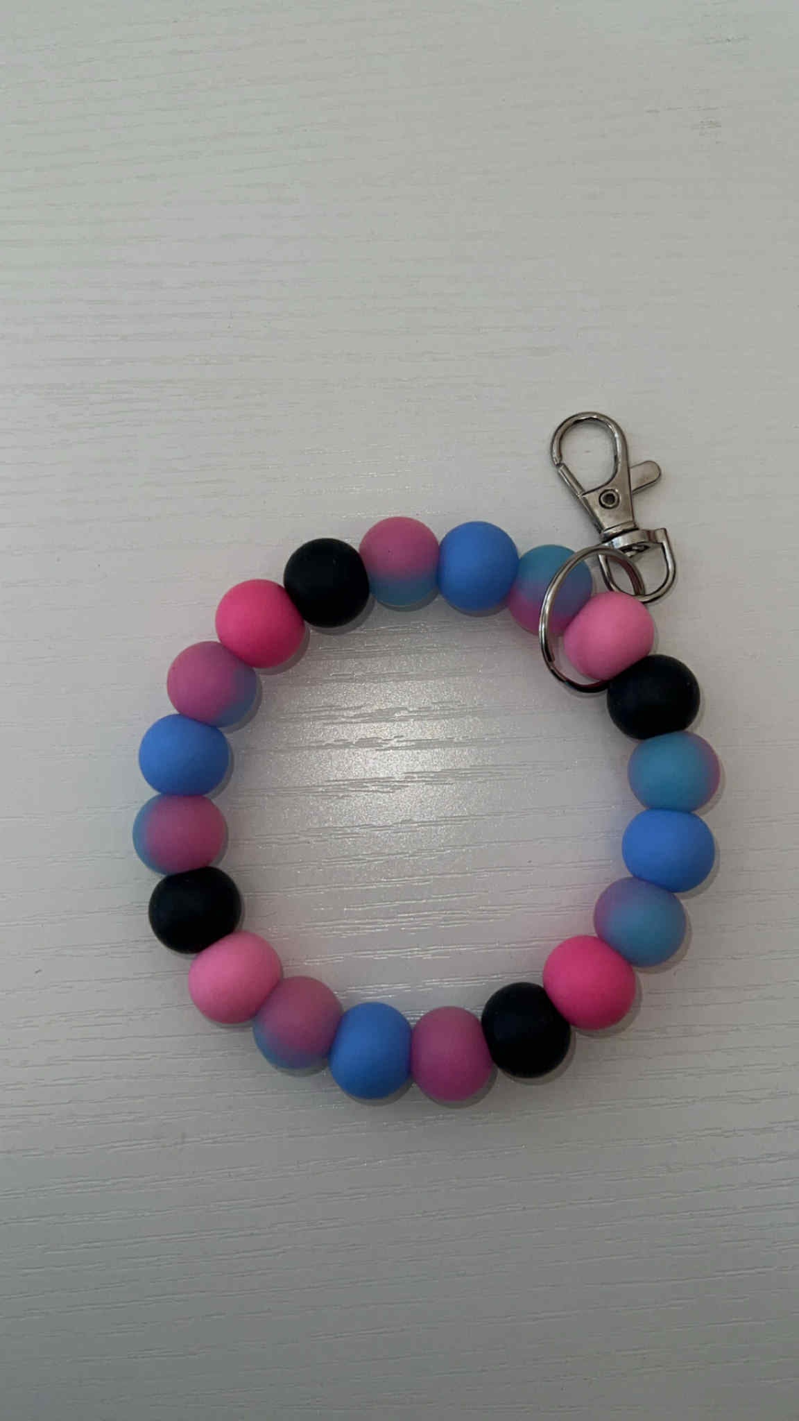 Pink & Blue Glow - Beaded Keyring Wristlet