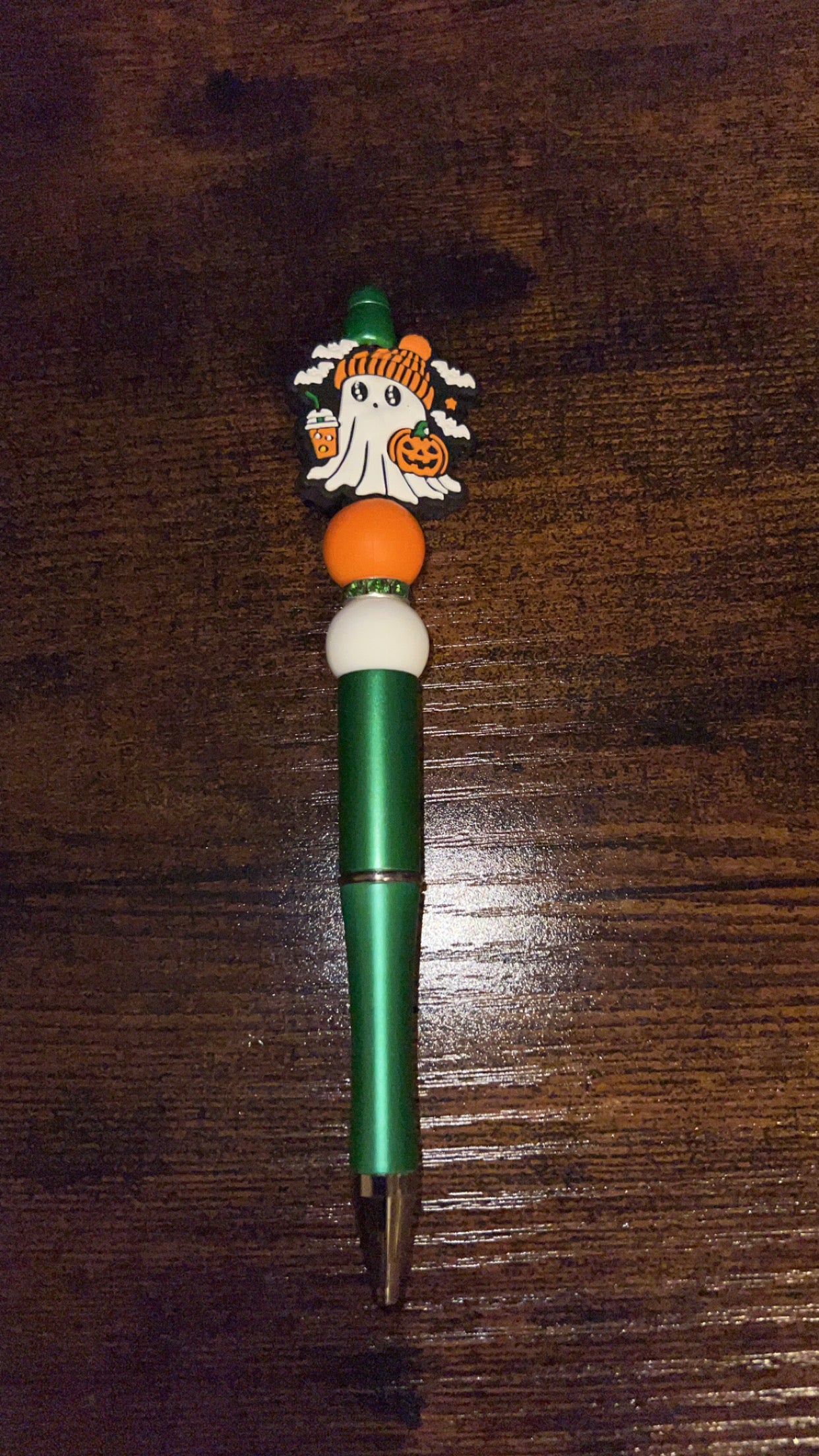 Green Ghosty- Beaded Pen