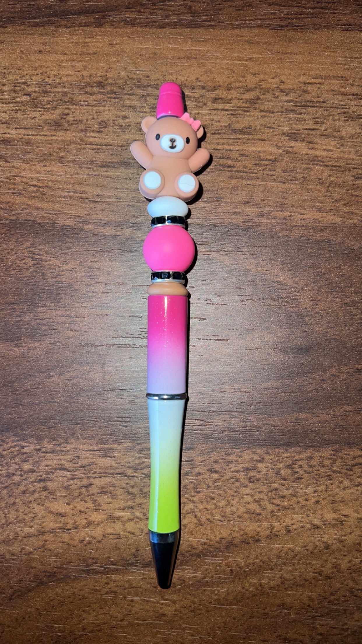 Dark Brown Bear - Beaded Pen