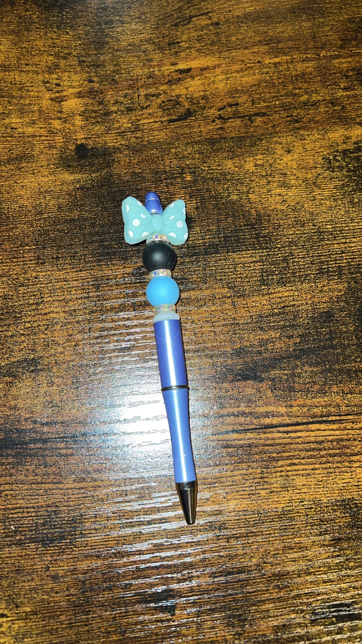 Blue Bow - Beaded Pen