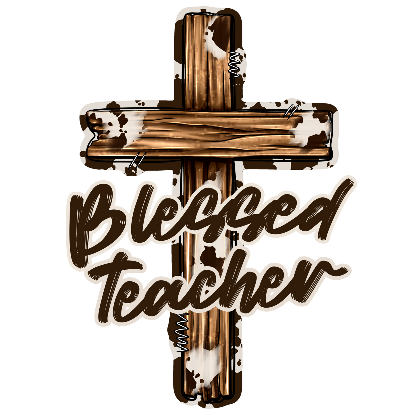 Blessed Teacher Cow - DTF Print