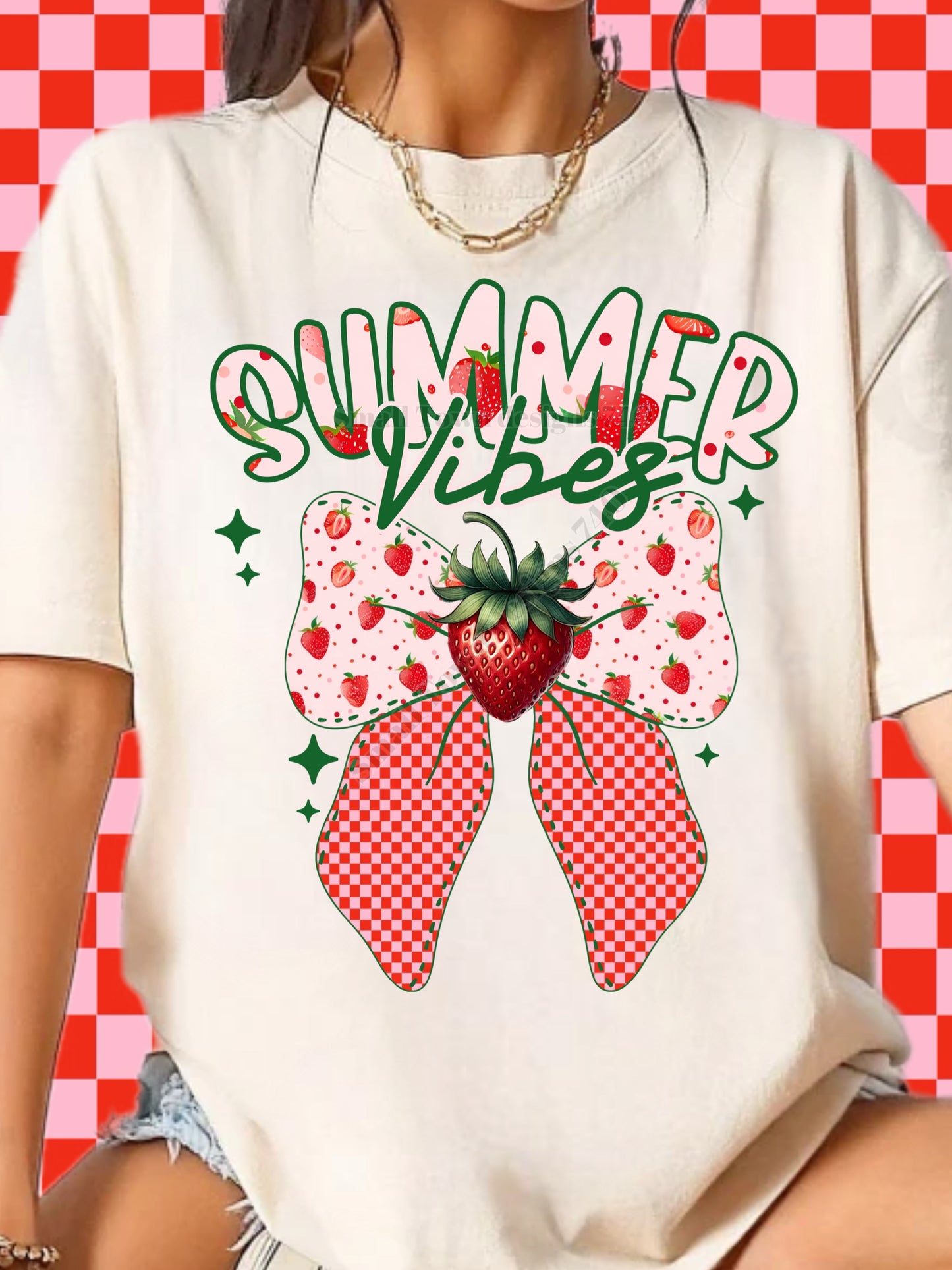 Strawberry Summer Bow - DTF Print