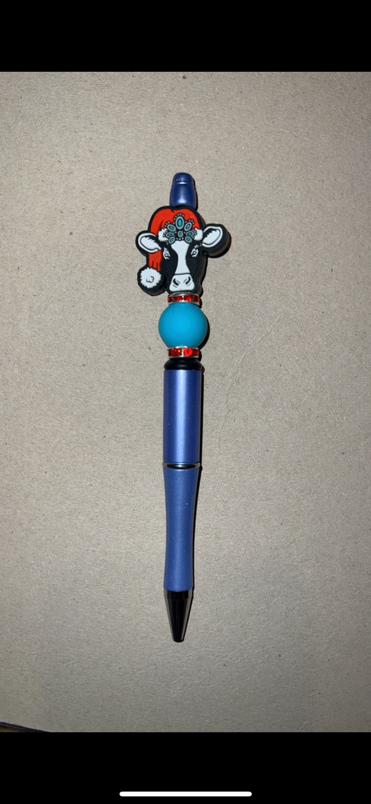 Christmas Cow - Beaded Pen