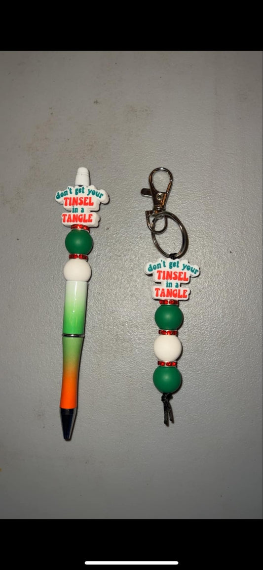 Tinsel In A Tangle - Pen & Keychain Bundle