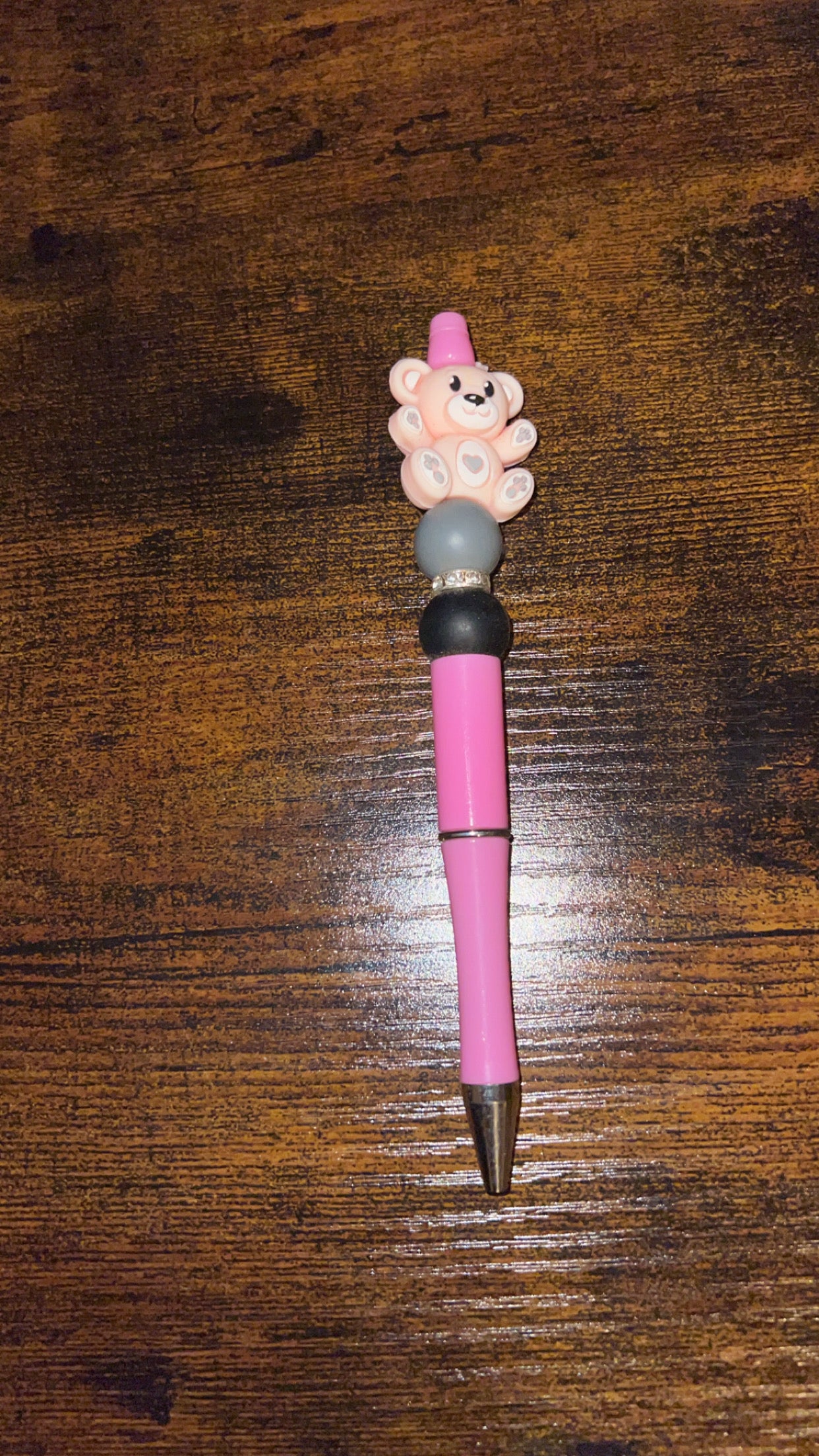 Pink Bear - Beaded Pen