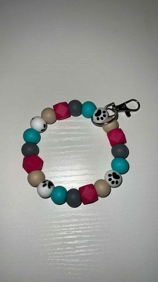 Paw Print - Beaded Keyring Wristlet