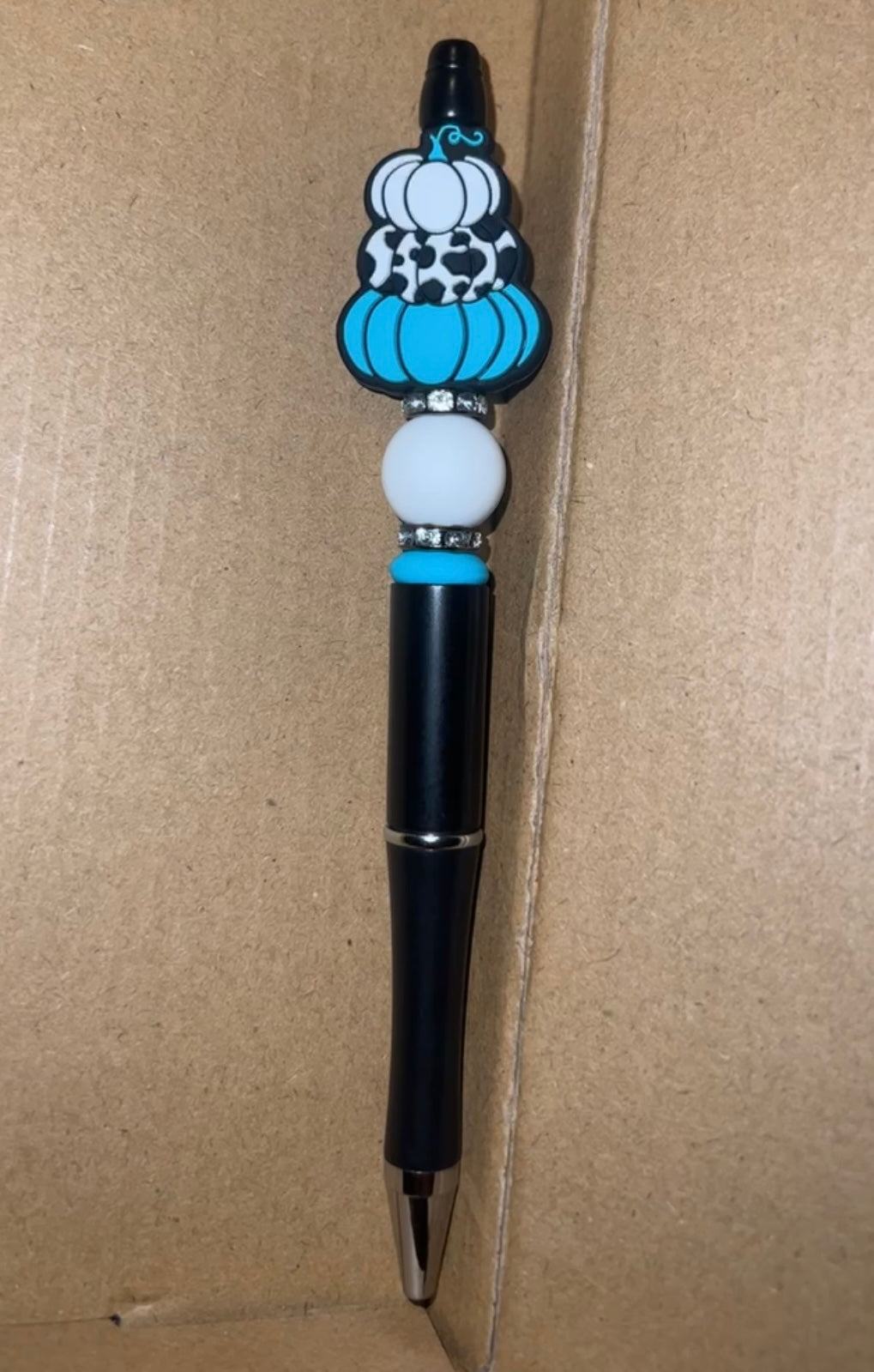 Teal Cow Pumpkin - Beaded Pen