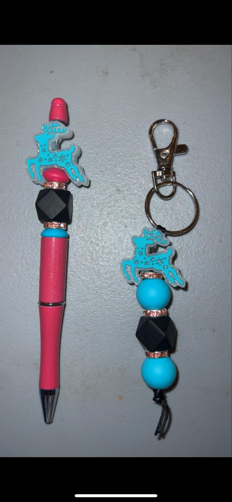 Teal Reindeer - Pen & Keychain Bundle