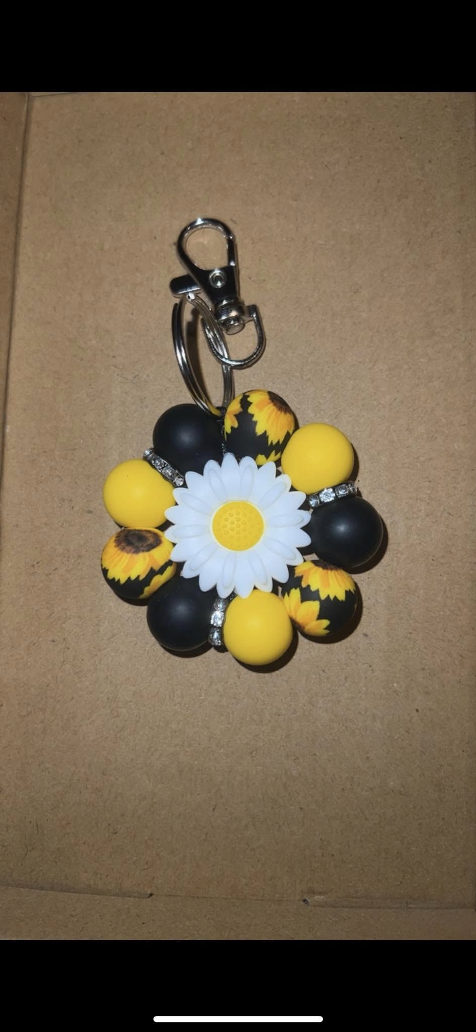 Black Sunflower - Flower Keychain