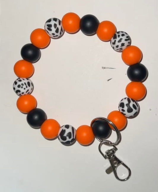 Orange Cow - Beaded Keyring Wristlet