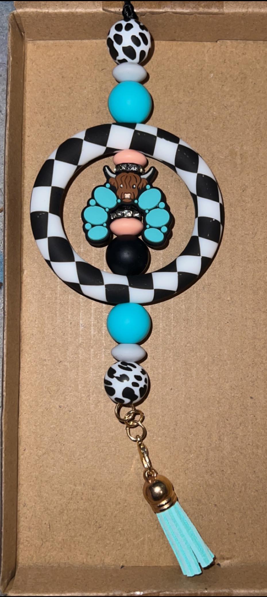 Teal Cow - Car Charm