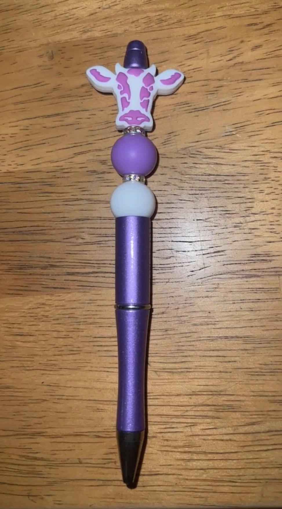 Dark Purple Cow - Beaded Pen