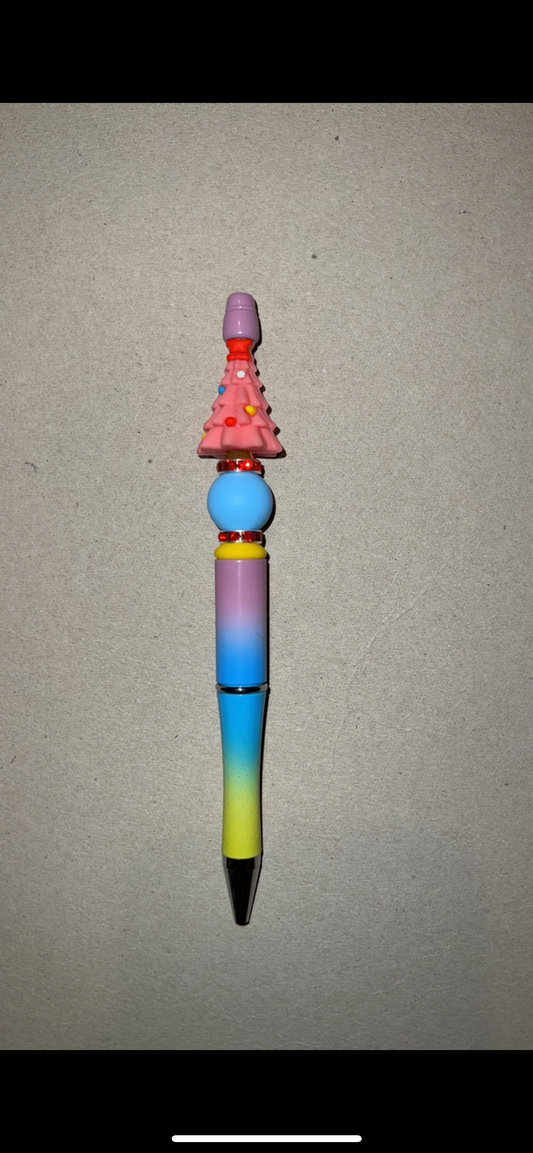 Pink Christmas Tree - Beaded Pen