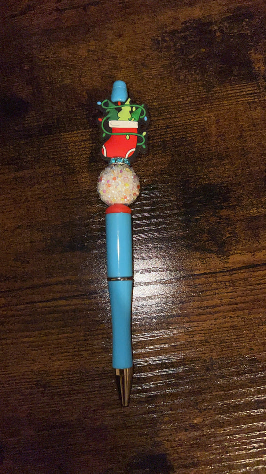 Blue Light Stocking - Beaded Pen