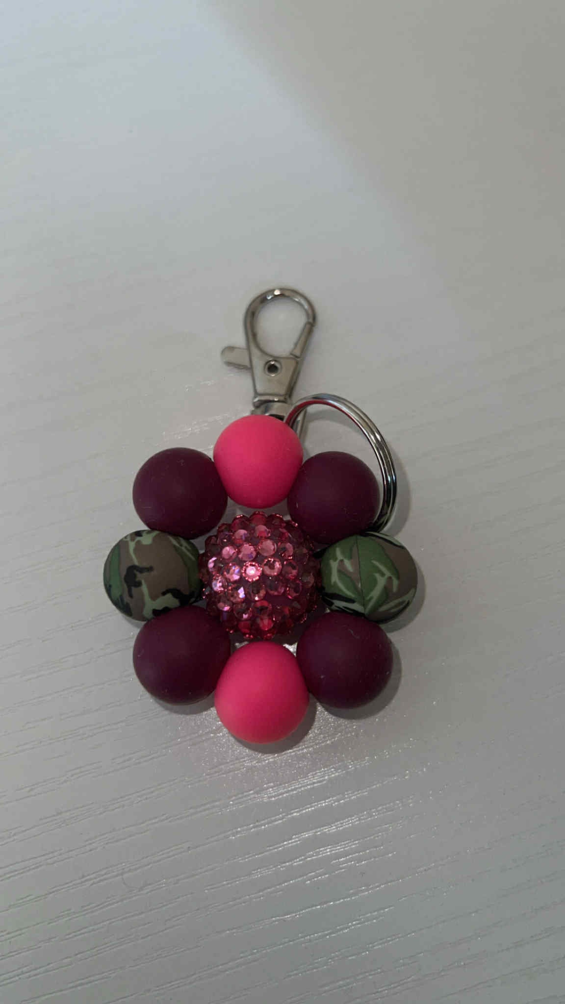 Pink Camo - Flower Keychain