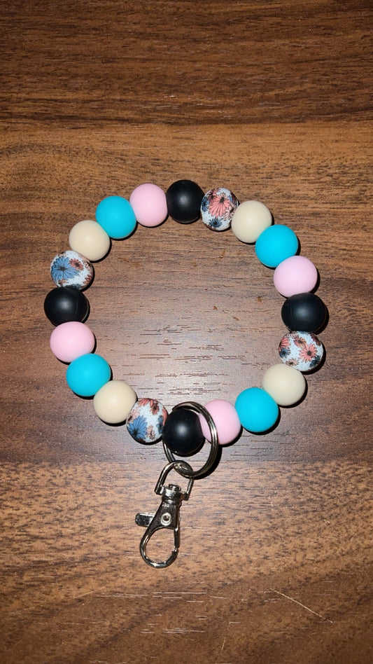 Daisy Floral - Beaded Keyring Wristlet