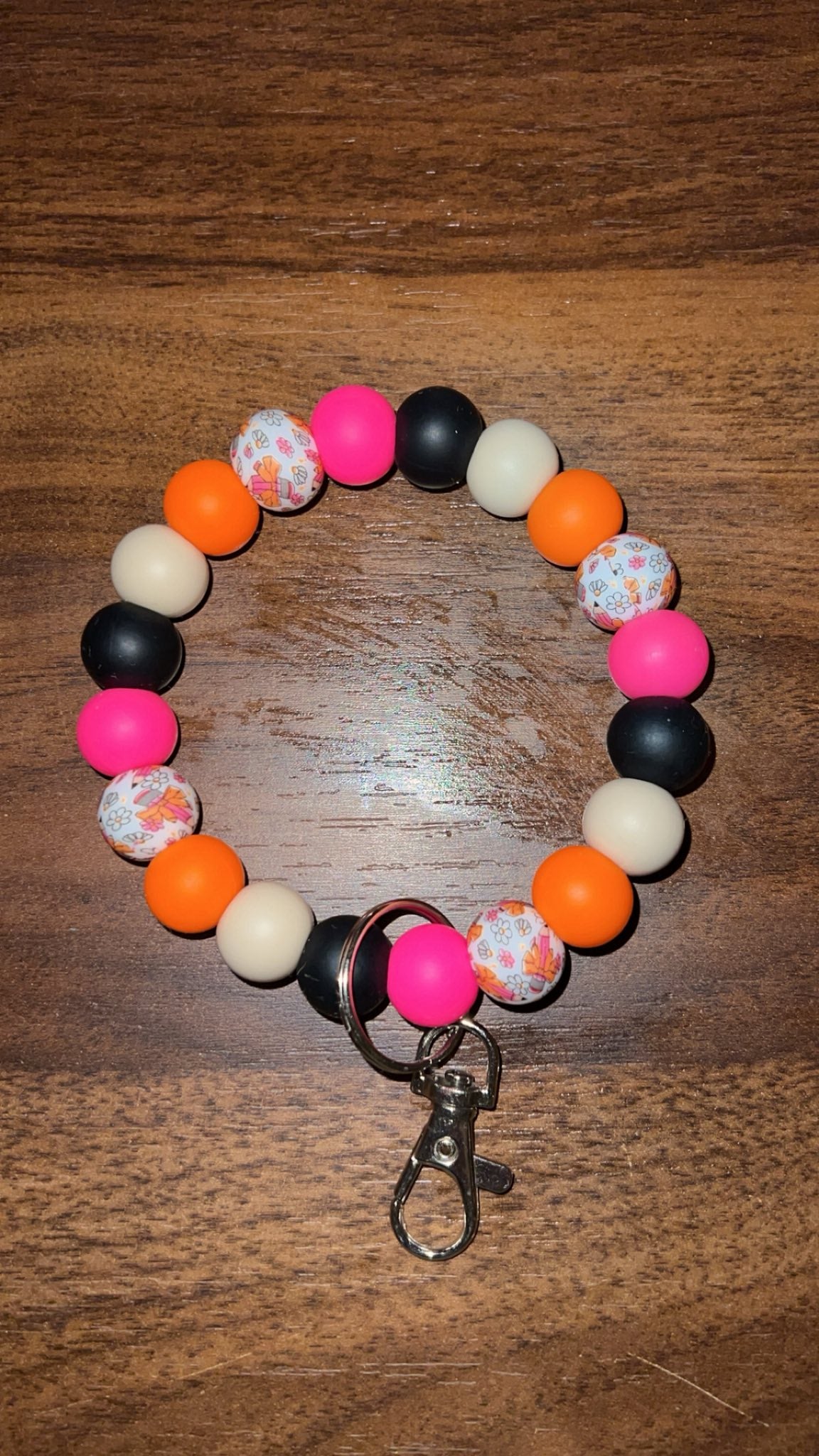 Pencil Bow - Beaded Keyring Wristlet