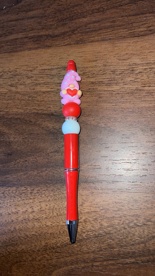 Pink Gnome - Beaded Pen