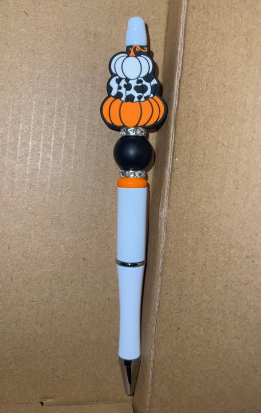 Orange Cow Pumpkin - Beaded Pen