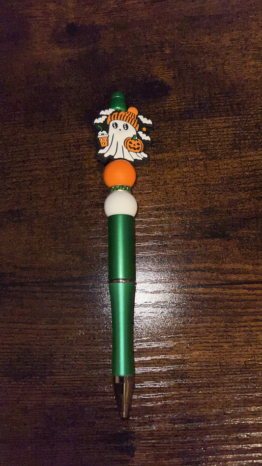 Green Ghosty- Beaded Pen