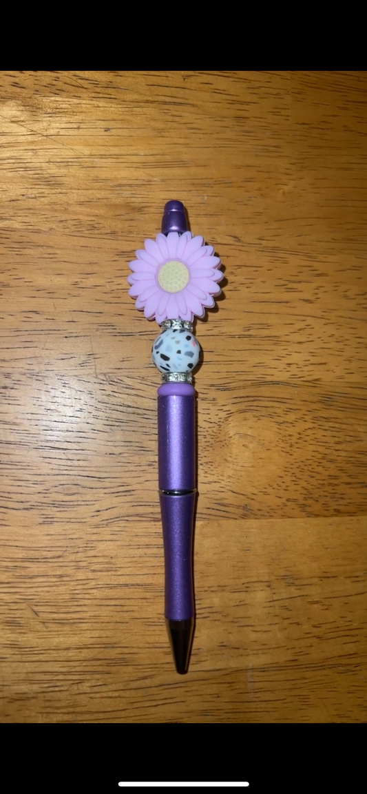 Purple Flower Terrazzo - Beaded Pen