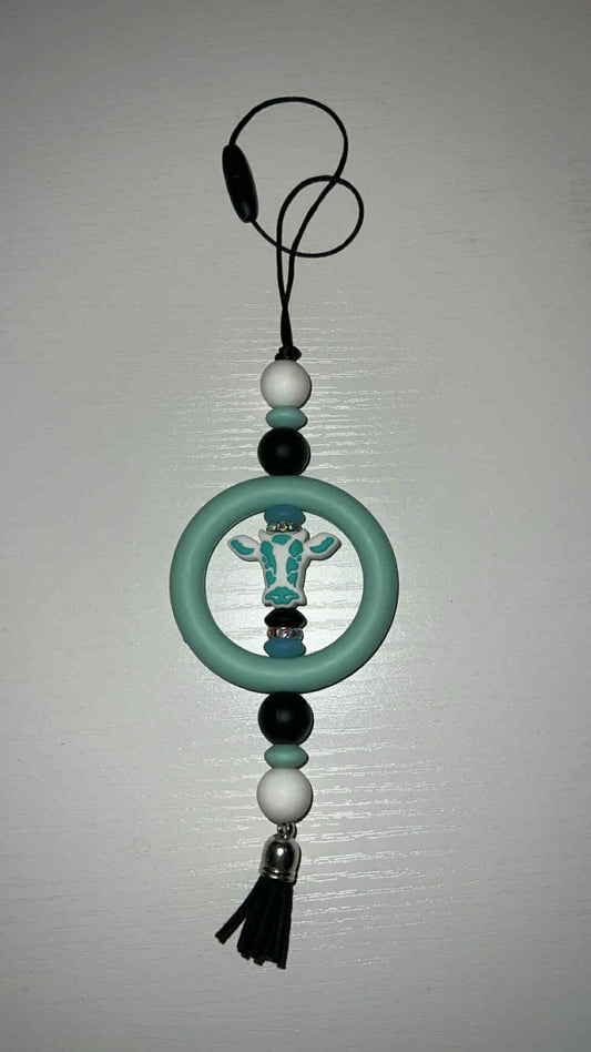 Teal Cow - Car Charm
