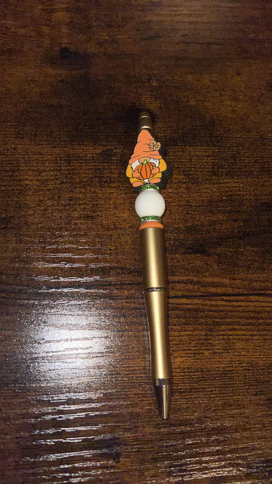 Pumpkin Gnome - Beaded Pen
