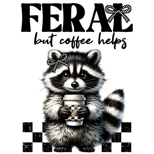 Feral Coffee Raccoon - DTF Print