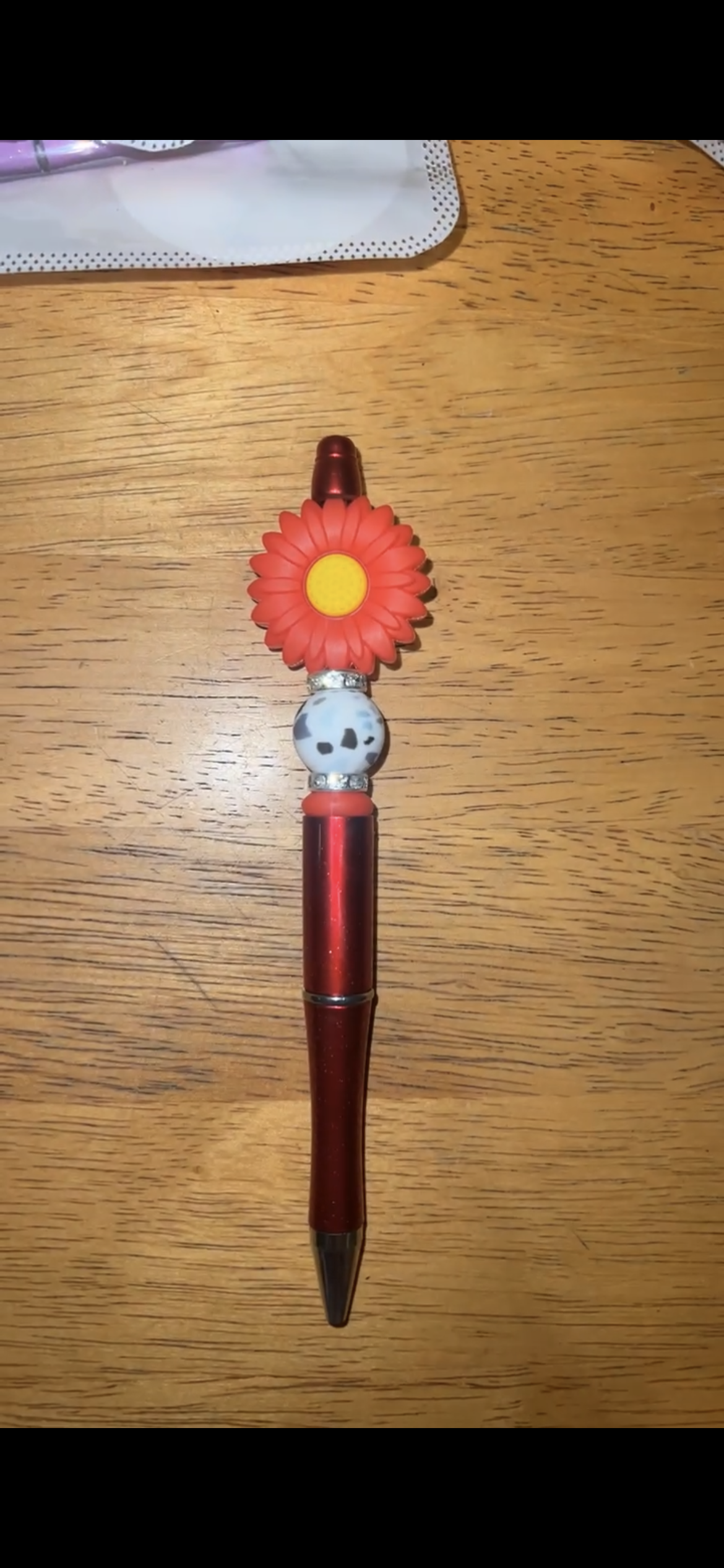 Red Flower Terrazzo - Beaded Pen