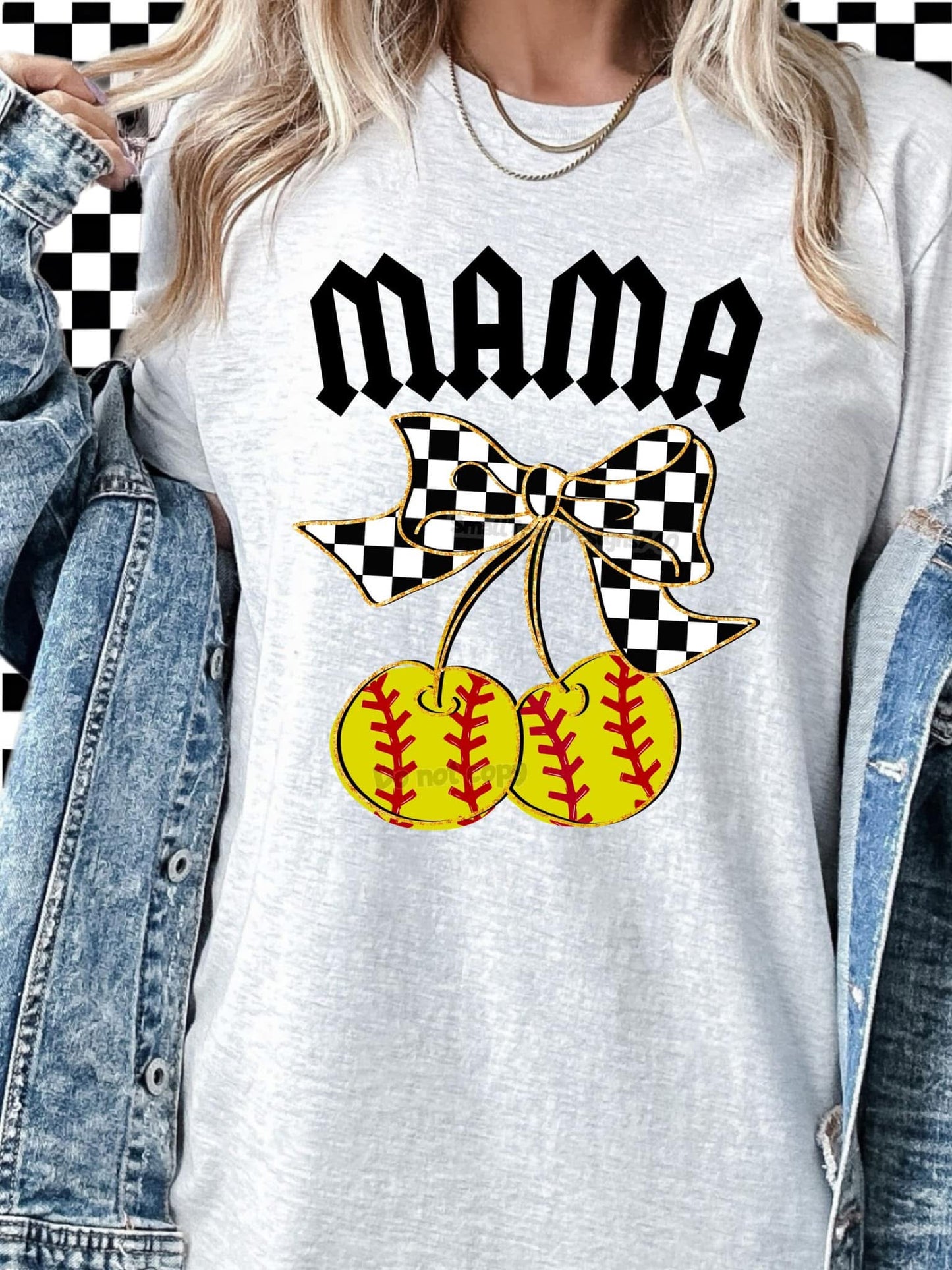 Mama Softball Bow - DTF Print
