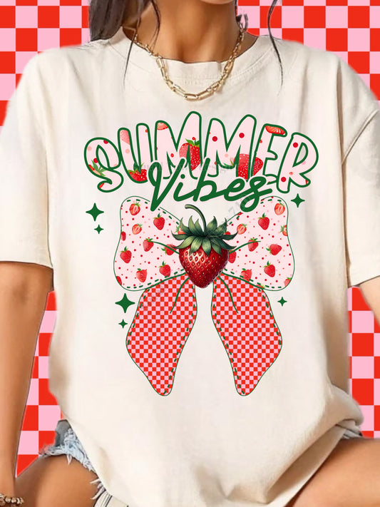 Strawberry Summer Bow - DTF Print