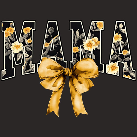 Yellow Bow Floral Mama - DTF Prints